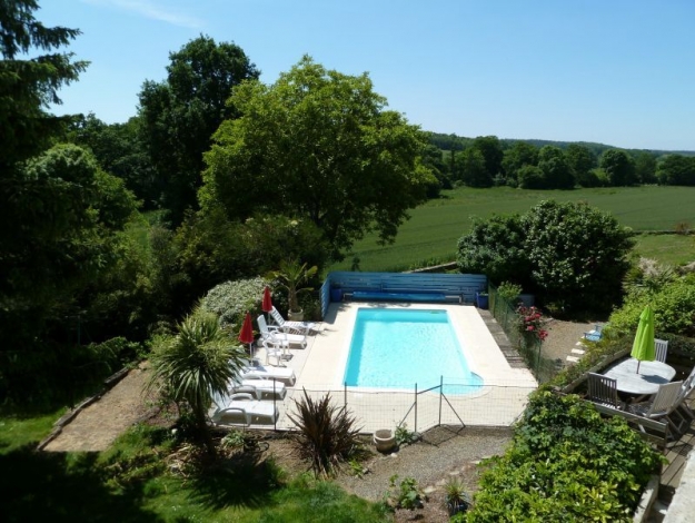 Brittany Cottage, The heated pool , garden and views, Image 2